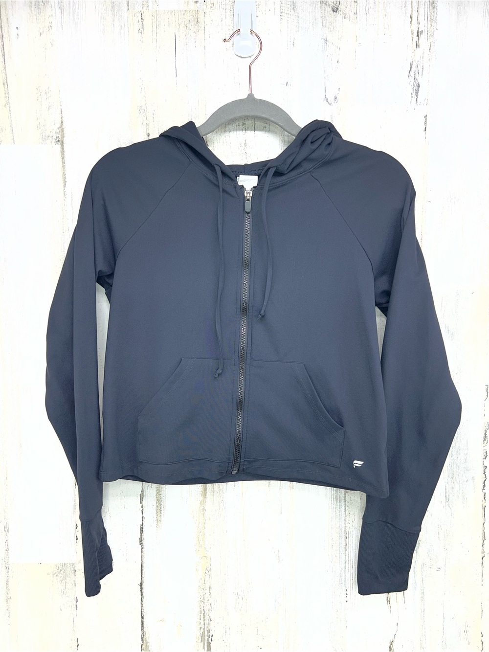 Fabletics Black Full Zip Crop Jacket Womens Medium